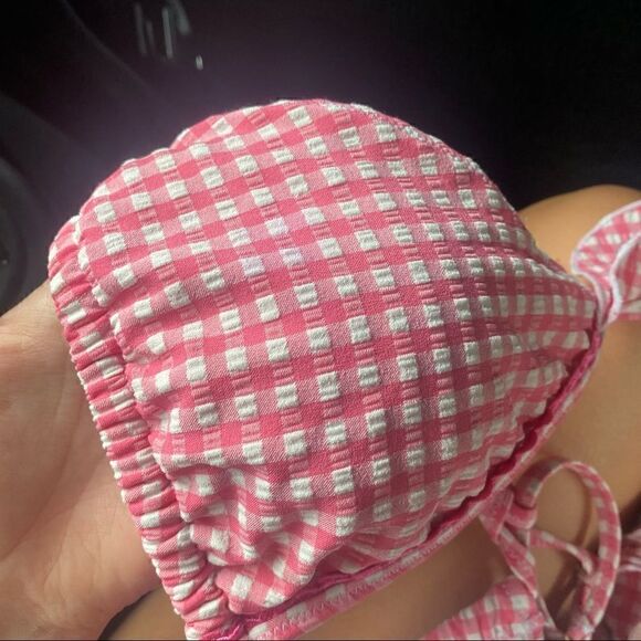 NEW Jessica Simpson Pink Seersucker Bikini - Picture 3 of 3